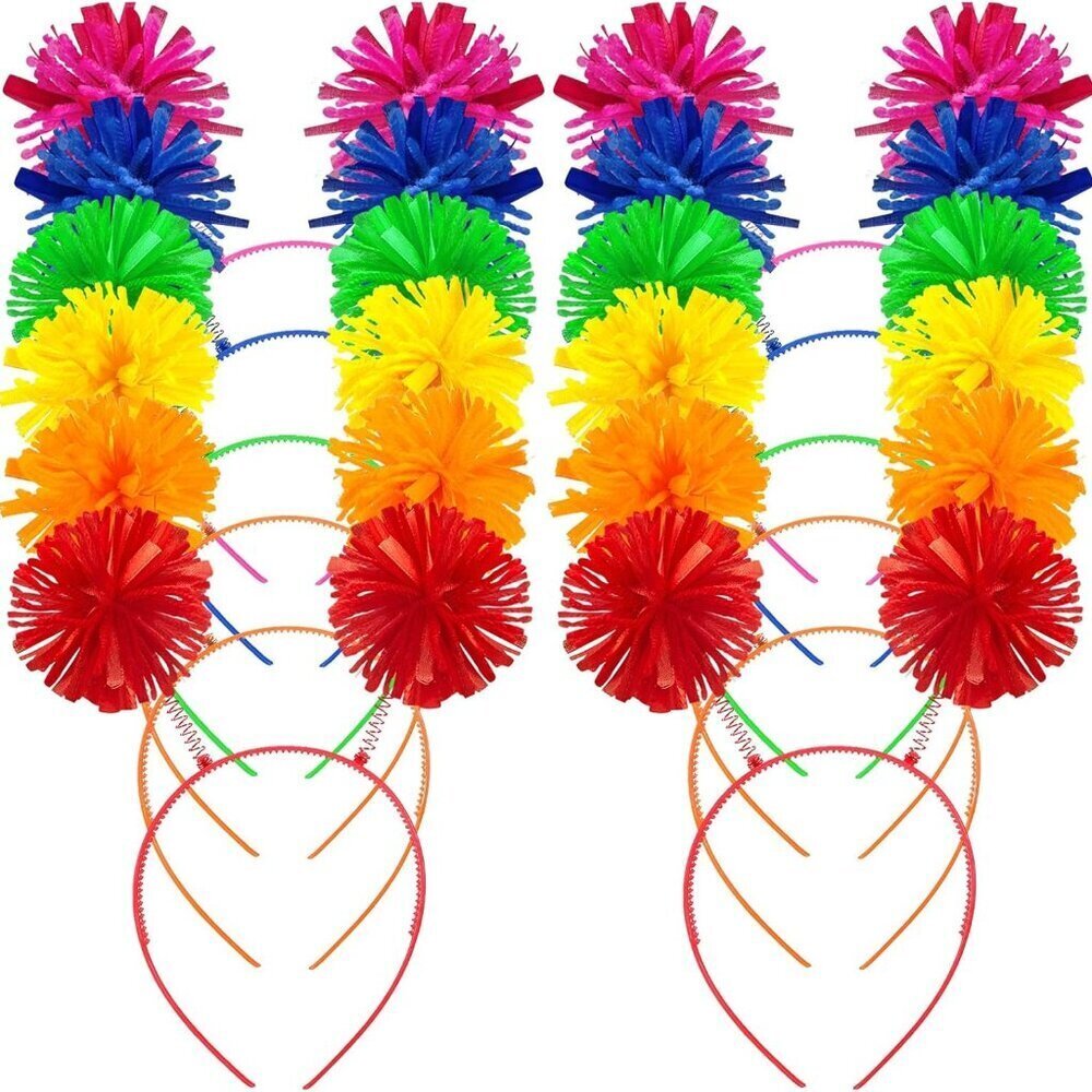 Headband Head Bopper with Pom Poms 12 Pcs Mixed Color Costume Accessories